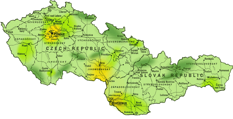 mapa zn eskoslovensko